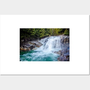 Winter Waterfall Into A Glacial Pool Posters and Art